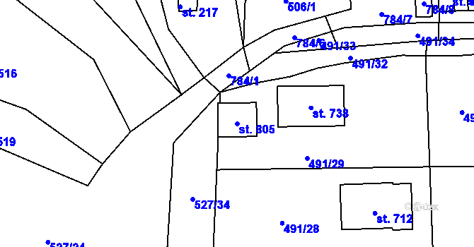 Parcela st. 805 v KÚ Maršov u Krupky, Katastrální mapa