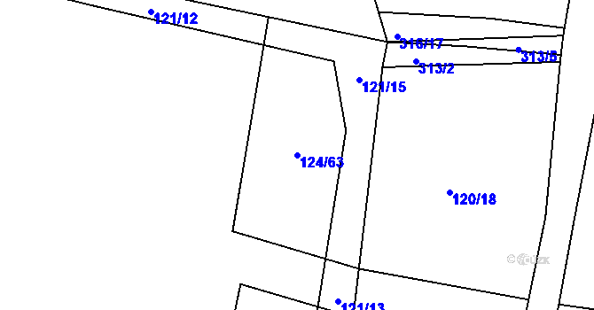 Parcela st. 124/63 v KÚ Maršov u Krupky, Katastrální mapa