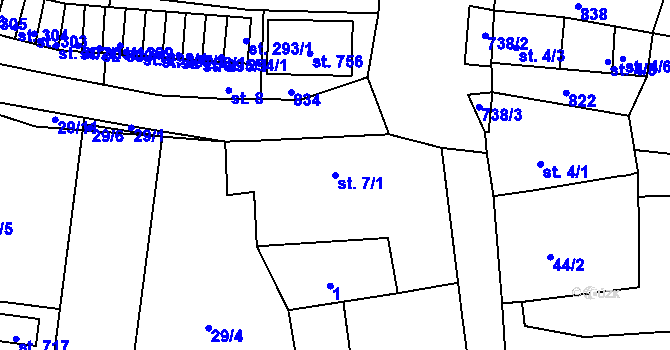 Parcela st. 7/1 v KÚ Maršov u Krupky, Katastrální mapa