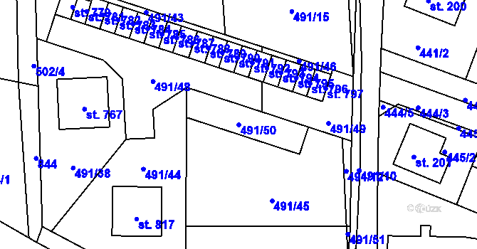 Parcela st. 491/50 v KÚ Maršov u Krupky, Katastrální mapa