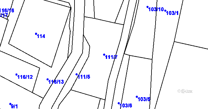 Parcela st. 111/7 v KÚ Maršov u Krupky, Katastrální mapa
