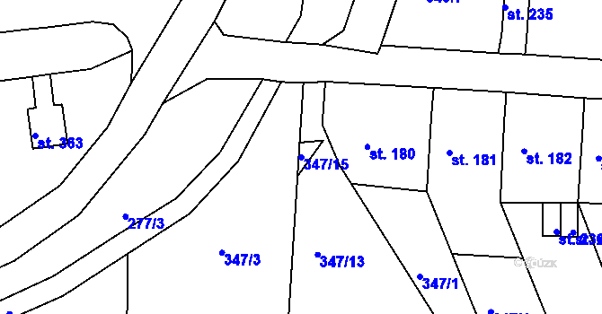 Parcela st. 347/15 v KÚ Maršov u Krupky, Katastrální mapa