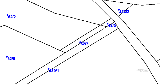 Parcela st. 52/7 v KÚ Unčín u Krupky, Katastrální mapa