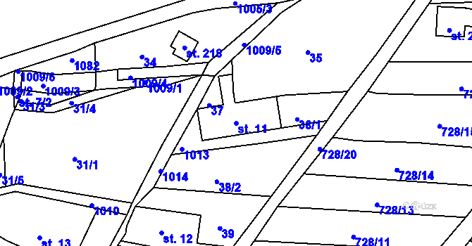 Parcela st. 11 v KÚ Horní Krupka, Katastrální mapa