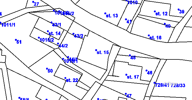 Parcela st. 15 v KÚ Horní Krupka, Katastrální mapa