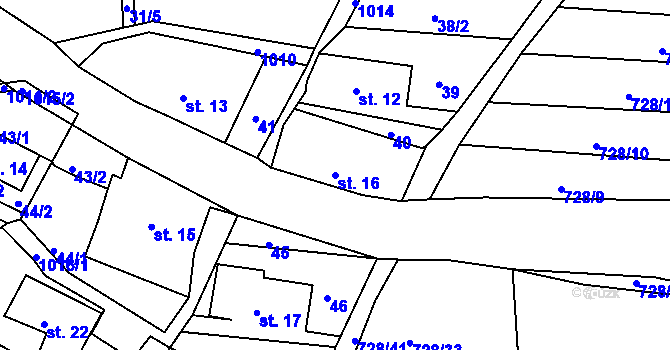 Parcela st. 16 v KÚ Horní Krupka, Katastrální mapa