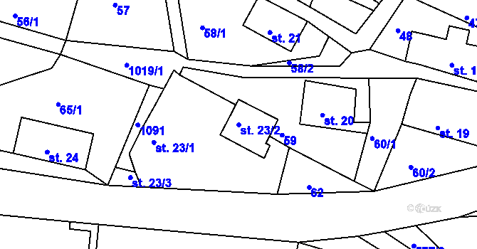 Parcela st. 23/2 v KÚ Horní Krupka, Katastrální mapa