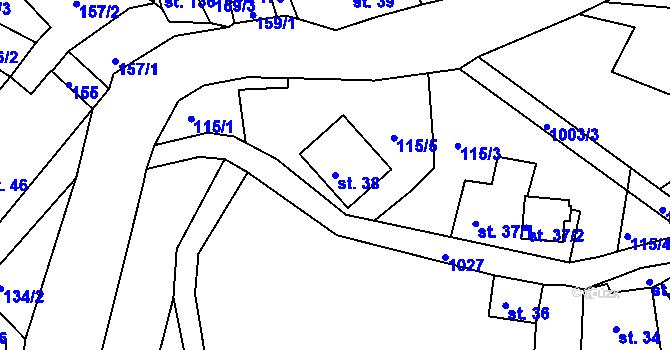 Parcela st. 38 v KÚ Horní Krupka, Katastrální mapa