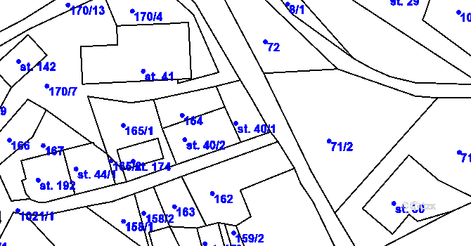 Parcela st. 40/1 v KÚ Horní Krupka, Katastrální mapa