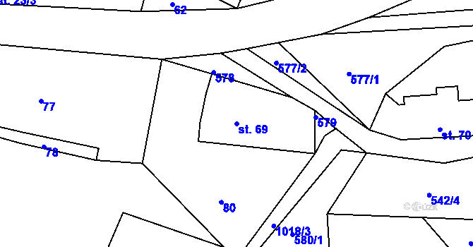 Parcela st. 69 v KÚ Horní Krupka, Katastrální mapa