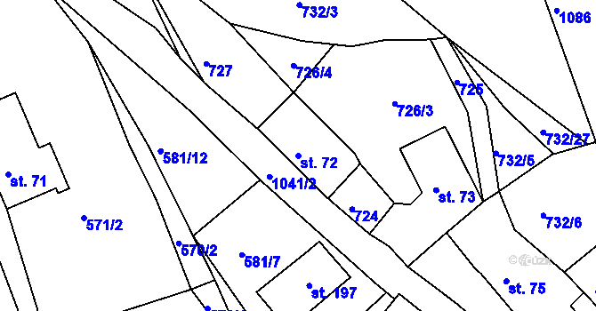 Parcela st. 72 v KÚ Horní Krupka, Katastrální mapa