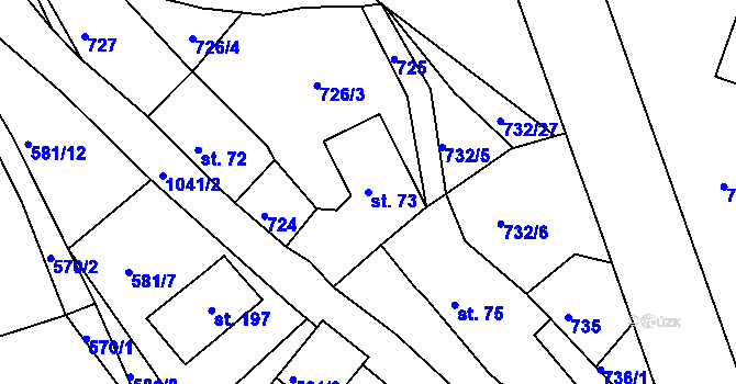 Parcela st. 73 v KÚ Horní Krupka, Katastrální mapa