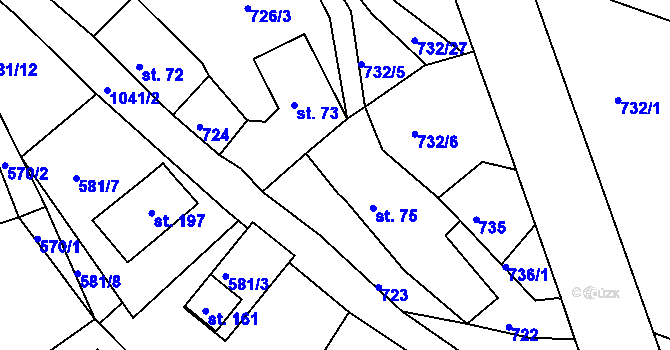 Parcela st. 74 v KÚ Horní Krupka, Katastrální mapa