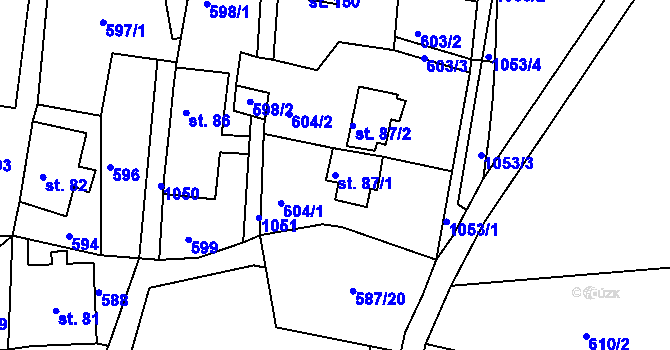 Parcela st. 87/1 v KÚ Horní Krupka, Katastrální mapa