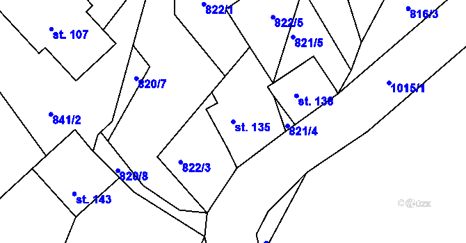 Parcela st. 135 v KÚ Horní Krupka, Katastrální mapa