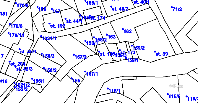 Parcela st. 136 v KÚ Horní Krupka, Katastrální mapa