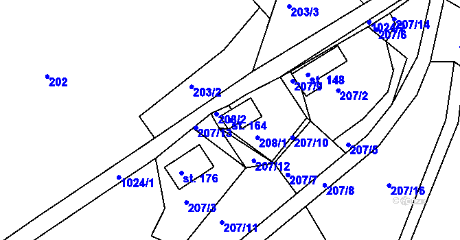 Parcela st. 164 v KÚ Horní Krupka, Katastrální mapa
