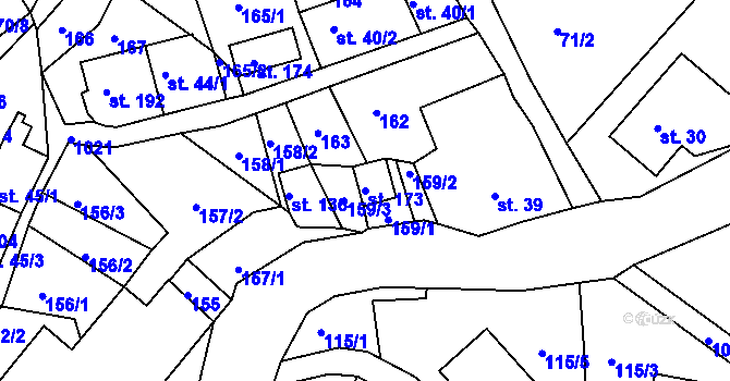 Parcela st. 173 v KÚ Horní Krupka, Katastrální mapa
