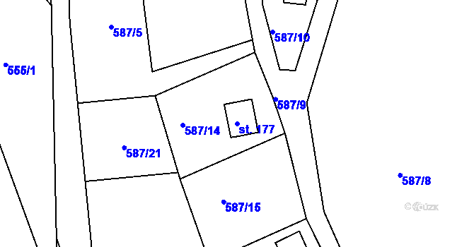 Parcela st. 177 v KÚ Horní Krupka, Katastrální mapa