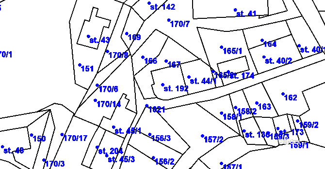 Parcela st. 192 v KÚ Horní Krupka, Katastrální mapa