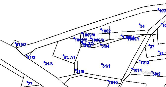 Parcela st. 31/3 v KÚ Horní Krupka, Katastrální mapa