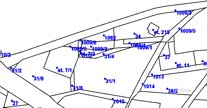Parcela st. 31/4 v KÚ Horní Krupka, Katastrální mapa