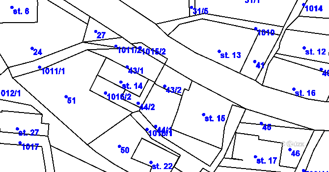 Parcela st. 43/2 v KÚ Horní Krupka, Katastrální mapa