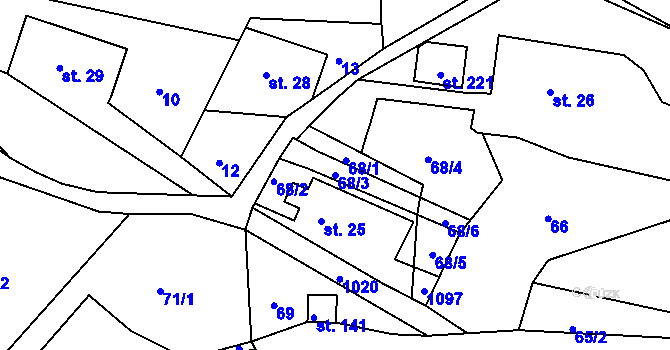 Parcela st. 68/3 v KÚ Horní Krupka, Katastrální mapa