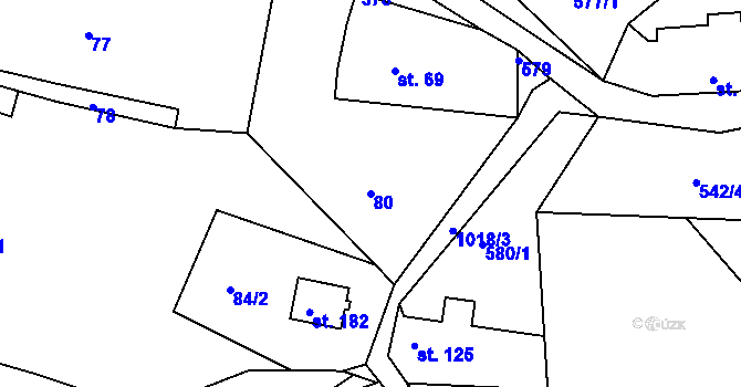 Parcela st. 80 v KÚ Horní Krupka, Katastrální mapa