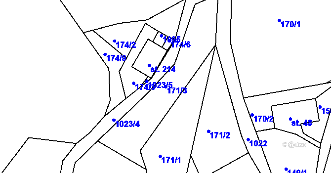 Parcela st. 171/3 v KÚ Horní Krupka, Katastrální mapa