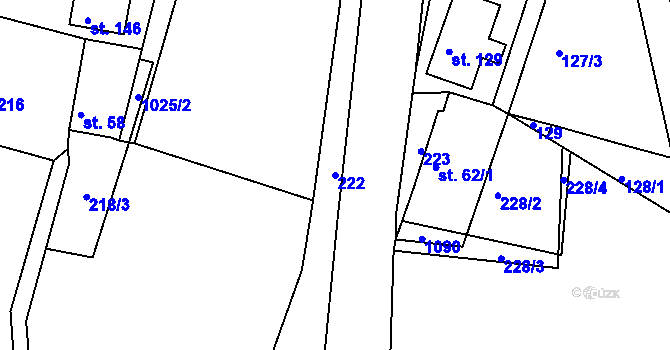 Parcela st. 222 v KÚ Horní Krupka, Katastrální mapa