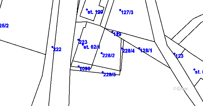 Parcela st. 228/2 v KÚ Horní Krupka, Katastrální mapa