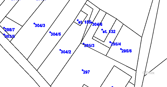 Parcela st. 295/3 v KÚ Horní Krupka, Katastrální mapa