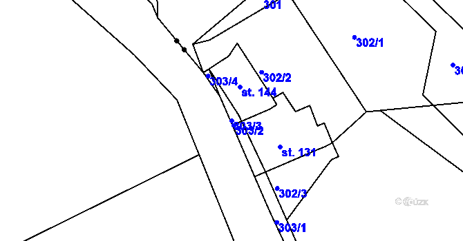 Parcela st. 303/3 v KÚ Horní Krupka, Katastrální mapa