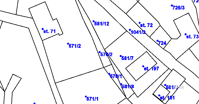 Parcela st. 570/2 v KÚ Horní Krupka, Katastrální mapa