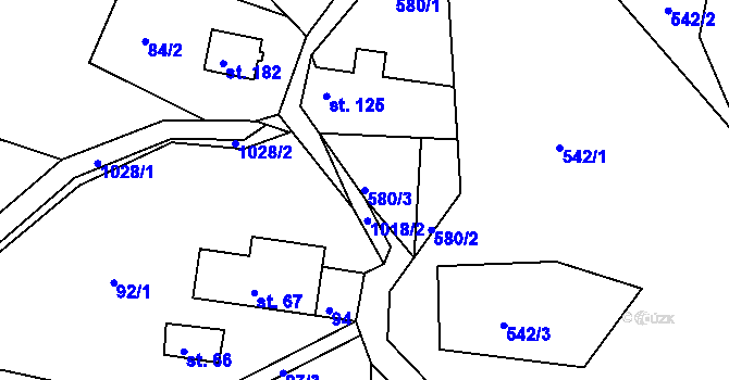 Parcela st. 580/3 v KÚ Horní Krupka, Katastrální mapa