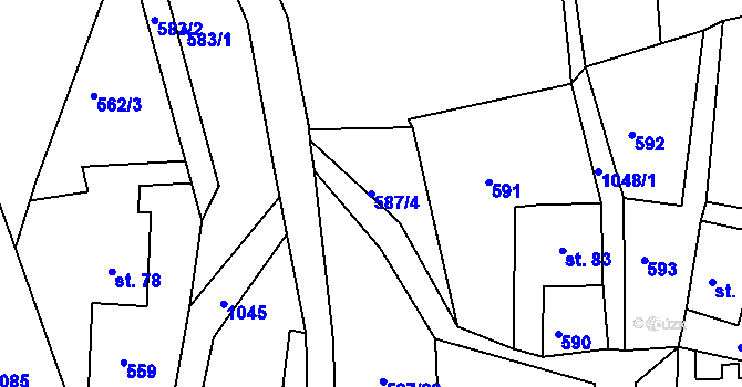 Parcela st. 587/4 v KÚ Horní Krupka, Katastrální mapa