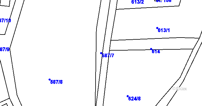 Parcela st. 587/7 v KÚ Horní Krupka, Katastrální mapa