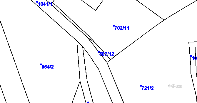 Parcela st. 587/12 v KÚ Horní Krupka, Katastrální mapa