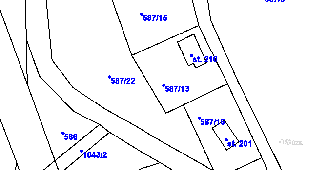 Parcela st. 587/13 v KÚ Horní Krupka, Katastrální mapa