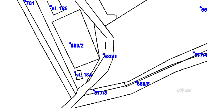 Parcela st. 680/1 v KÚ Horní Krupka, Katastrální mapa