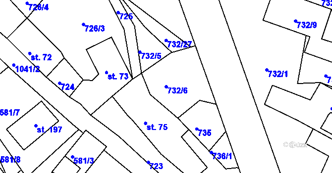 Parcela st. 732/6 v KÚ Horní Krupka, Katastrální mapa
