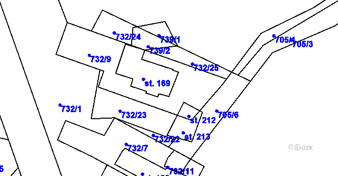 Parcela st. 732/8 v KÚ Horní Krupka, Katastrální mapa