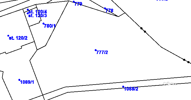 Parcela st. 777/2 v KÚ Horní Krupka, Katastrální mapa