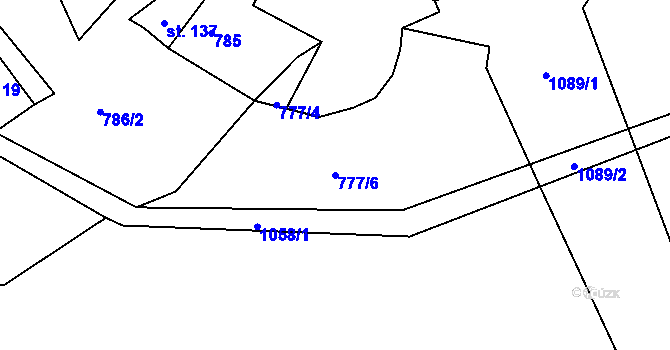 Parcela st. 777/6 v KÚ Horní Krupka, Katastrální mapa