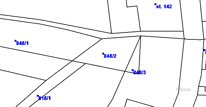 Parcela st. 848/2 v KÚ Horní Krupka, Katastrální mapa