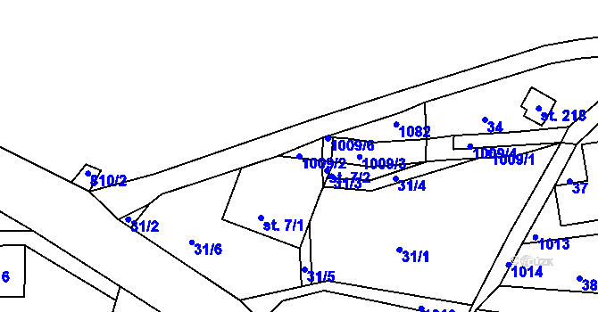 Parcela st. 1009/2 v KÚ Horní Krupka, Katastrální mapa