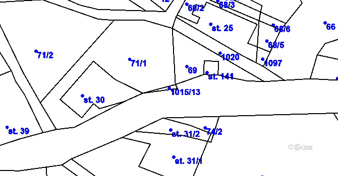 Parcela st. 1015/13 v KÚ Horní Krupka, Katastrální mapa