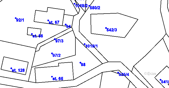 Parcela st. 1018/1 v KÚ Horní Krupka, Katastrální mapa
