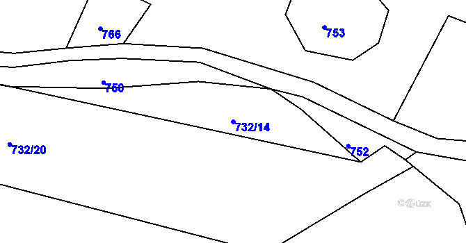 Parcela st. 732/14 v KÚ Horní Krupka, Katastrální mapa